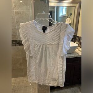 Worthington White Ruffle Sleeve Blouse | size small
